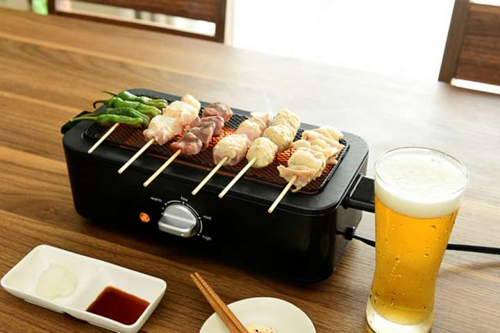 側面ヒーターの電気七輪で煙を気にせず