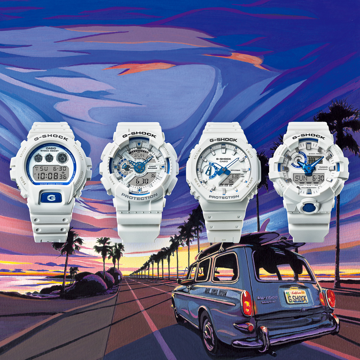 G-SHOCK 腕時計 極美品　稼働中　ホワイト/ブルー/レッド まさに夏向けなG-SHOCK！ホワイトにブルーがアクセントになった