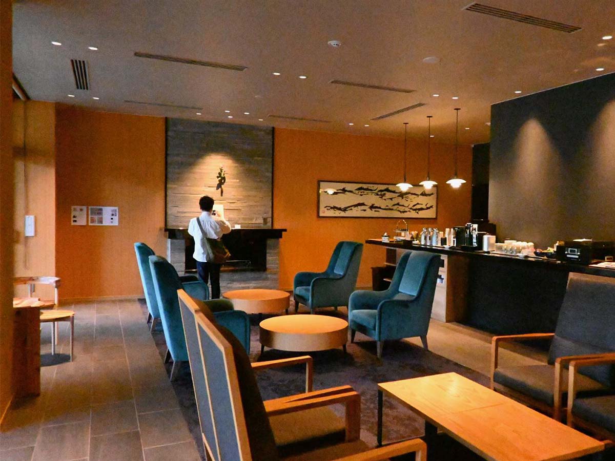 ▲ラウンジ磐座。コーヒーやおもてなしのドリンク、おやつなどが楽しめる