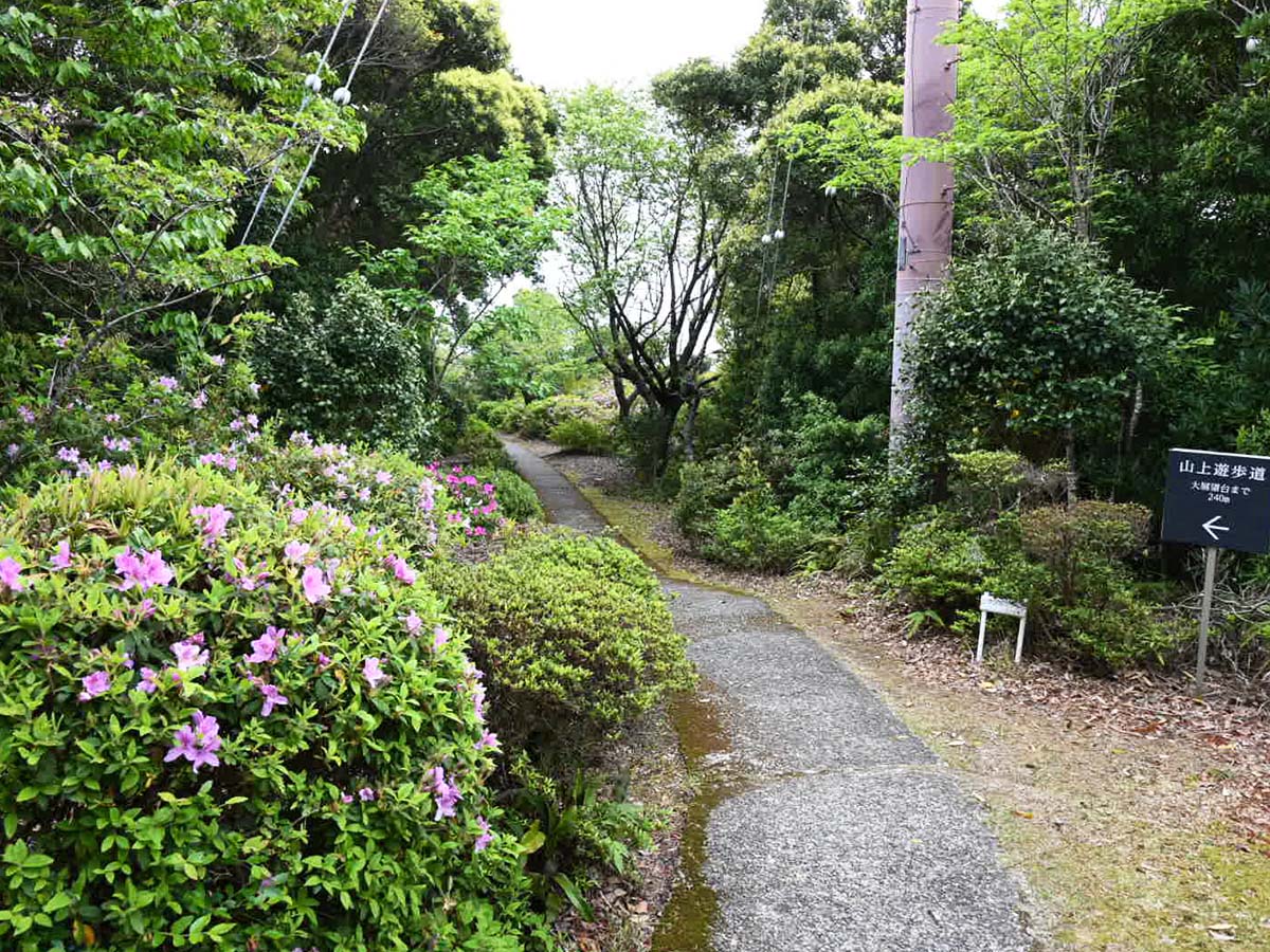 ▲山上遊歩道。見晴し台や足湯スポットも