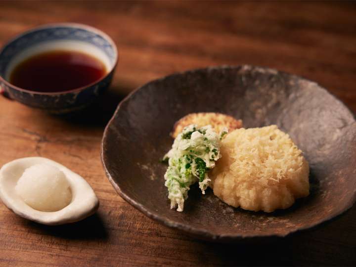 ▲海老のかきあげと野菜の天ぷら2種