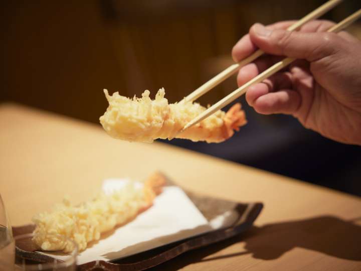 ▲「エビの天ぷら（二本）」1,200円