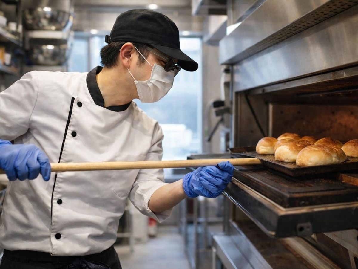 ▲店長自らパンの焼き具合をチェック