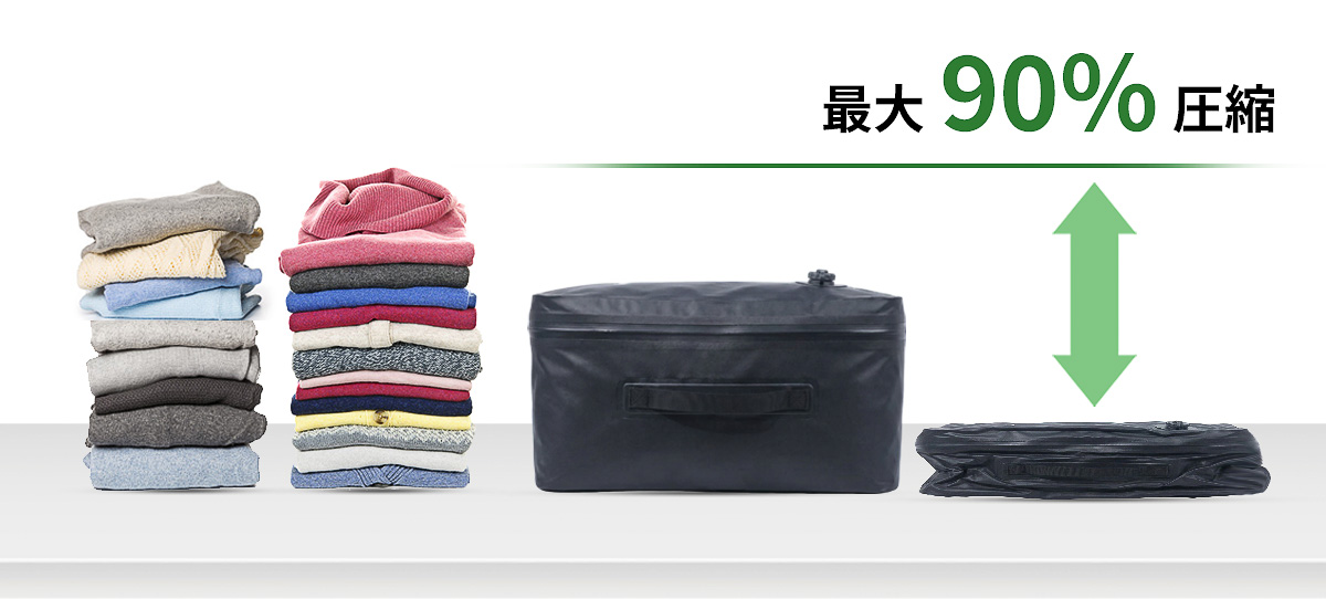 こんなに小さくなるの!? ワンプッシュで自動圧縮できる圧縮バッグが位置追跡機能も付いていて本当に凄い！